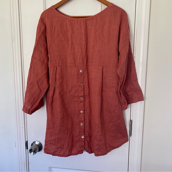 Terzo Millennio High/Low Blouse 100% Linen - Picture 2 of 6